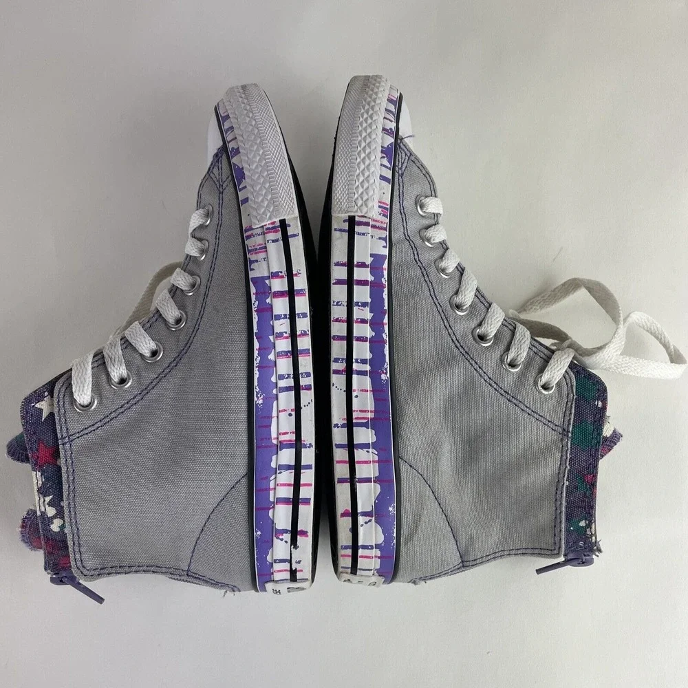 Converse Chuck Taylor All Star Juniors 6Y Grey, Purple Paint Splatter Size 3 US - Picture 6 of 12